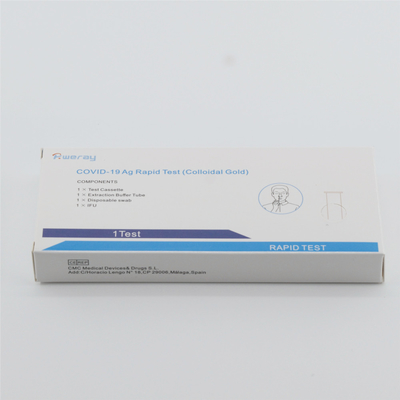 أطقم اختبار Rapid Covid 19 المعتمدة من ISO لمدة 15 دقيقة ، مجموعة اختبار لعاب المستضد عالية الحساسية