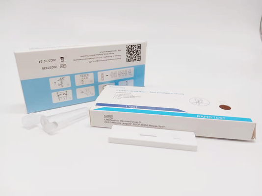 ISO 13485 Colloidal Gold Covid 19 أطقم اختبار اختبار ذاتي حزمة واحدة